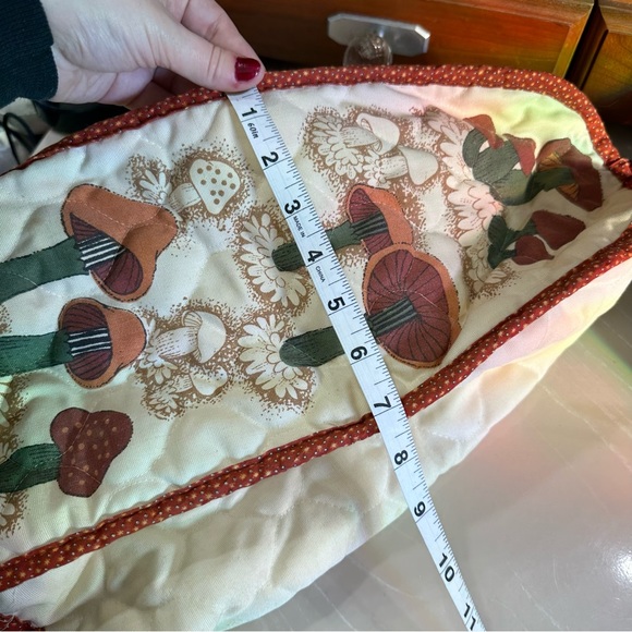 VTG MCM Retro 70s Merry Mushroom Quilted Bread Bag - Picture 6 of 6